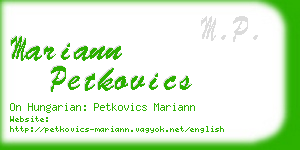 mariann petkovics business card